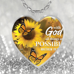 Sunflower Heart Glass Pendant Set Graduation Party Girl Decorative Jewelry