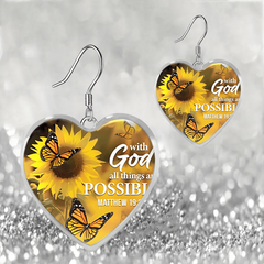 Sunflower Heart Glass Pendant Set Graduation Party Girl Decorative Jewelry
