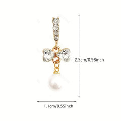Silvery Needle Light Niche Bow Pearl Earrings Female Long Tassel