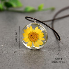 Eternal Flower Sunflower Necklace Dried Flower Specimen