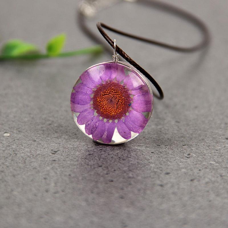 Eternal Flower Sunflower Necklace Dried Flower Specimen