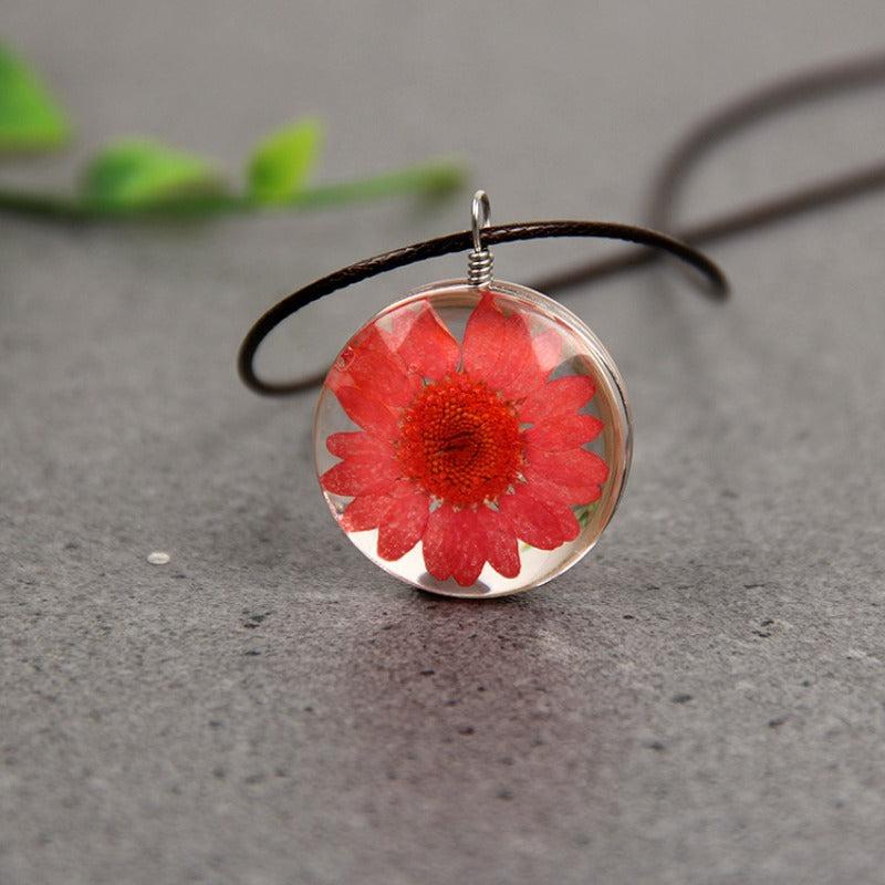 Eternal Flower Sunflower Necklace Dried Flower Specimen