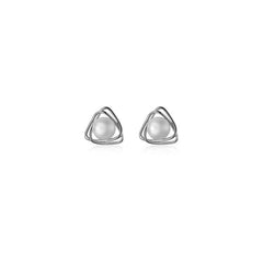Silvery Needle Temperament Pearl Earrings For Women Triangle Line Earrings
