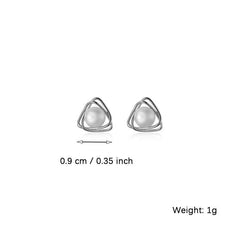 Silvery Needle Temperament Pearl Earrings For Women Triangle Line Earrings