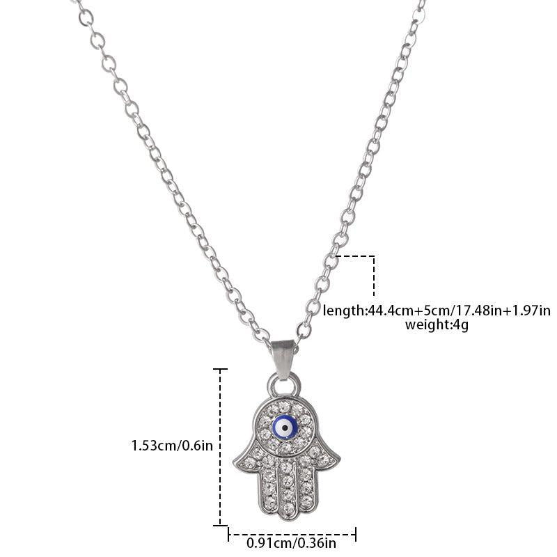 Retro Devil's Eye Large Palm Inlaid Diamond Necklace Pendant