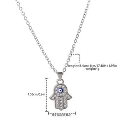 Retro Devil's Eye Large Palm Inlaid Diamond Necklace Pendant