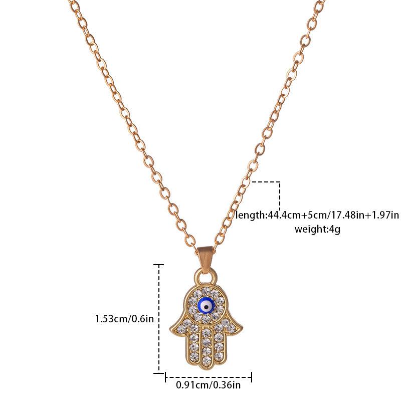 Retro Devil's Eye Large Palm Inlaid Diamond Necklace Pendant