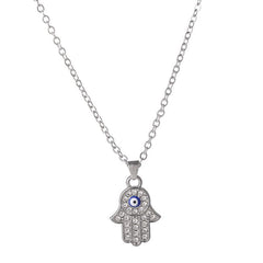 Retro Devil's Eye Large Palm Inlaid Diamond Necklace Pendant