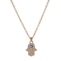 Retro Devil's Eye Large Palm Inlaid Diamond Necklace Pendant