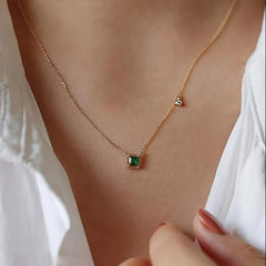 Emerald Square Sugar Clavicle Chain Jewelry
