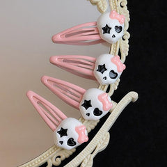 Pink Bow Skull Hair Clip Harajuku Bowknot Ghost Hairpin Halloween Accessories