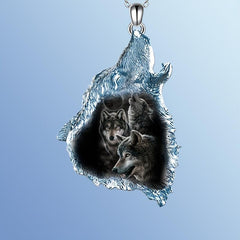 Crystal Wolf Pendant Necklace Daily Accessories