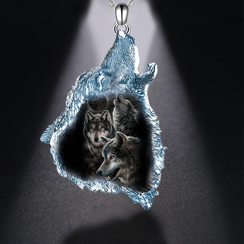 Crystal Wolf Pendant Necklace Daily Accessories