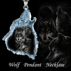 Crystal Wolf Pendant Necklace Daily Accessories