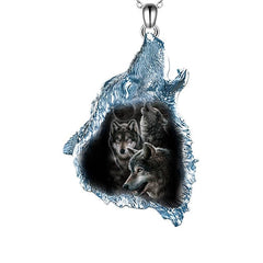 Crystal Wolf Pendant Necklace Daily Accessories