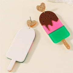 Ice Cream Dangle Earrings for Women, Funny Cartoon Stud Earrings