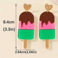 Ice Cream Dangle Earrings for Women, Funny Cartoon Stud Earrings