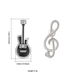 Punk Style Guitar Note Earrings Small Asymmetrical Alloy