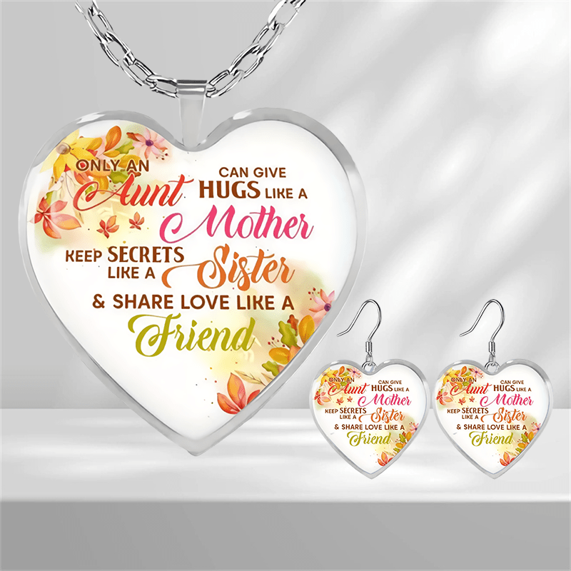 Yellow Leaf Heart Glass Pendant Earrings Graduation Party Girl Jewelry