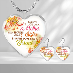 Yellow Leaf Heart Glass Pendant Earrings Graduation Party Girl Jewelry