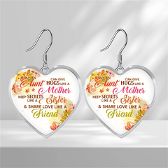 Yellow Leaf Heart Glass Pendant Earrings Graduation Party Girl Jewelry