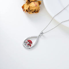 Red Mushroom Water Drop Necklace For Women Girls