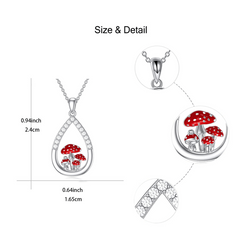 Red Mushroom Water Drop Necklace For Women Girls
