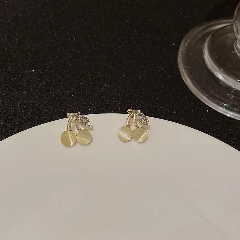 Opal Stone Cherry Earrings Studs For Women