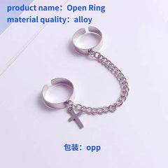 Cross Bungee Ring Chain Dark Tie Men's And Women's Finger Ring