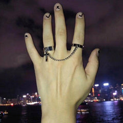 Cross Bungee Ring Chain Dark Tie Men's And Women's Finger Ring