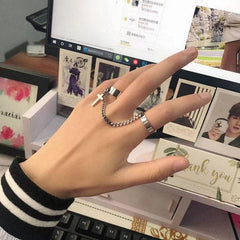 Cross Bungee Ring Chain Dark Tie Men's And Women's Finger Ring