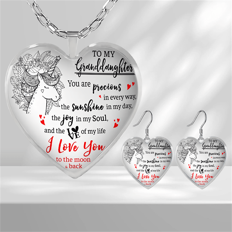 Heart Glass Pendant Earrings Graduation Party Birthday Halloween Gift