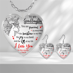 Heart Glass Pendant Earrings Graduation Party Birthday Halloween Gift