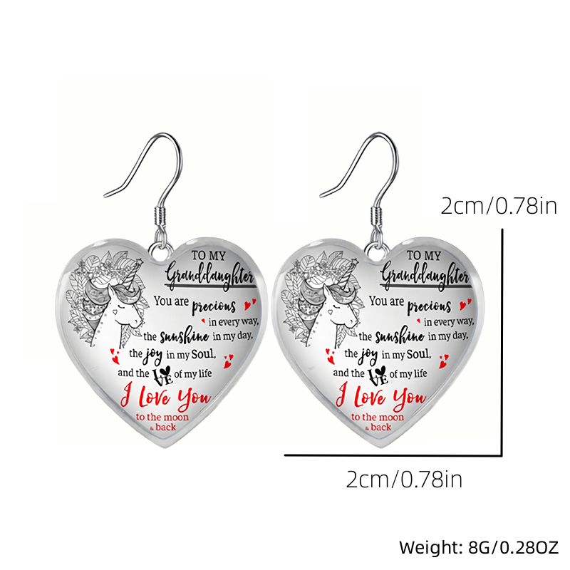 Heart Glass Pendant Earrings Graduation Party Birthday Halloween Gift