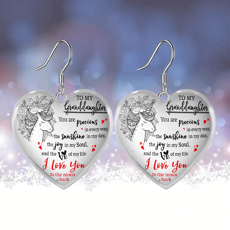 Heart Glass Pendant Earrings Graduation Party Birthday Halloween Gift