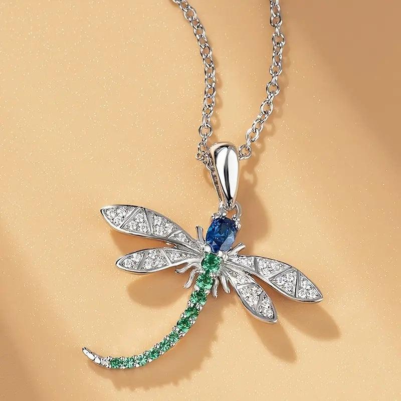 Long Dragonfly Hanging Necklace Jewelry
