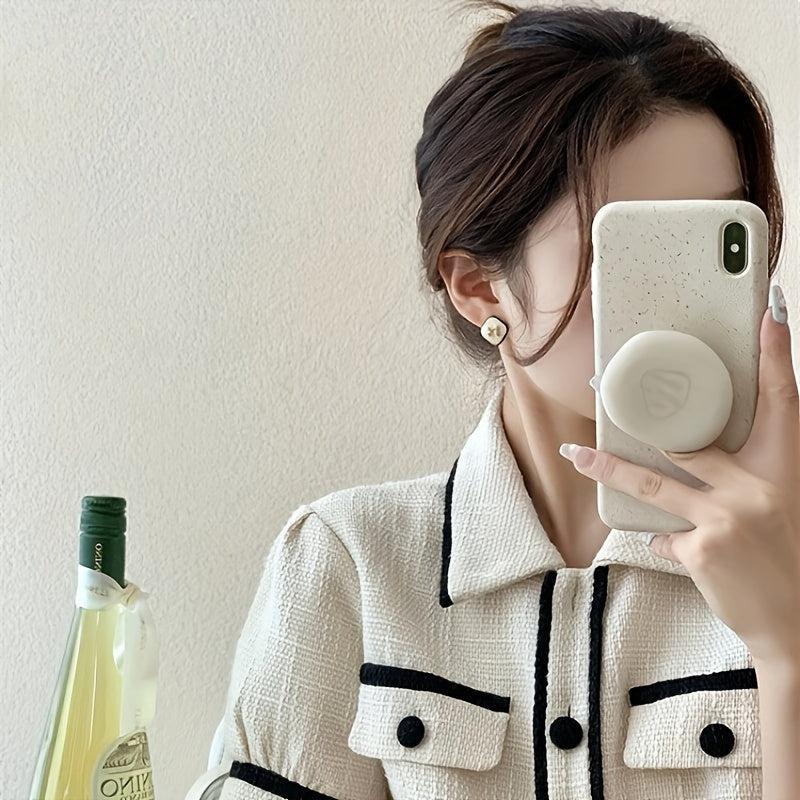 Retro Sense Bow Square Earrings Temperament Ear Stud Earrings