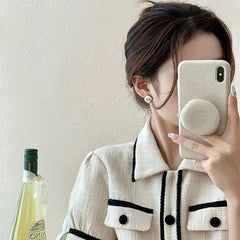 Retro Sense Bow Square Earrings Temperament Ear Stud Earrings