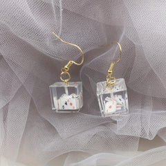 Acrylic 3D Square Playing Card Dangle Earrings