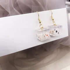 Acrylic 3D Square Playing Card Dangle Earrings