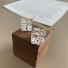 Acrylic 3D Square Playing Card Dangle Earrings