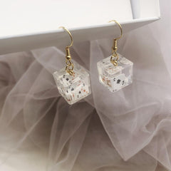 Acrylic 3D Square Playing Card Dangle Earrings