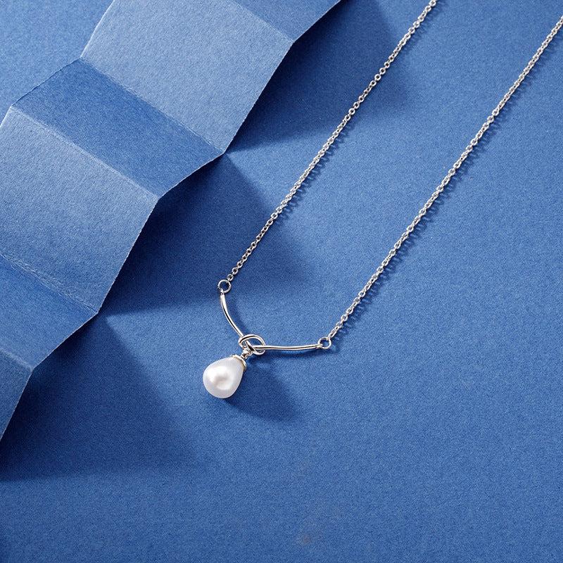 Irregular Bow Pearl Pendant Necklace for Women