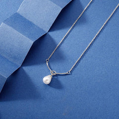Irregular Bow Pearl Pendant Necklace for Women