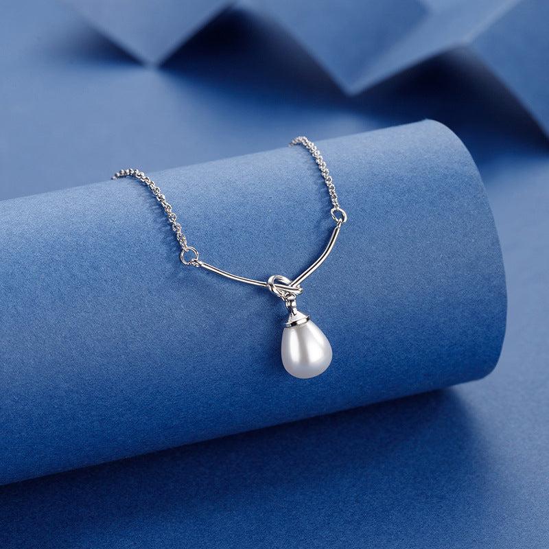 Irregular Bow Pearl Pendant Necklace for Women