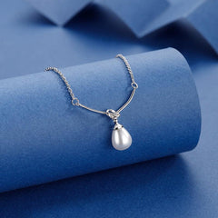 Irregular Bow Pearl Pendant Necklace for Women