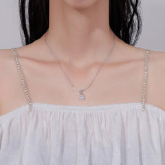 Irregular Bow Pearl Pendant Necklace for Women