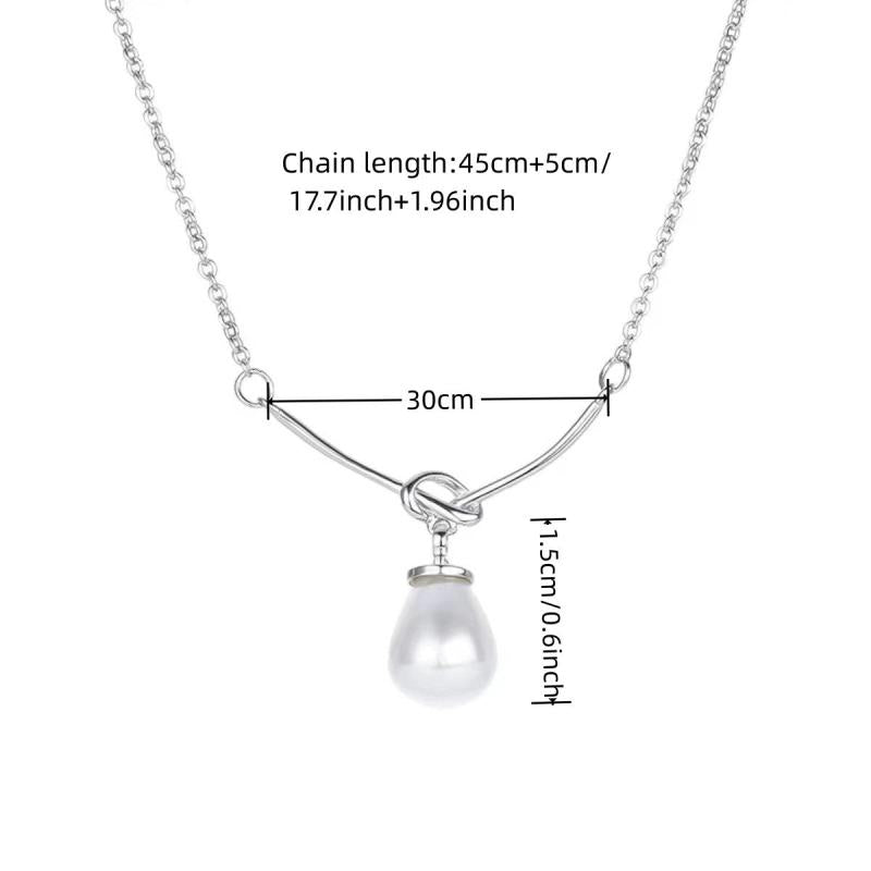 Irregular Bow Pearl Pendant Necklace for Women