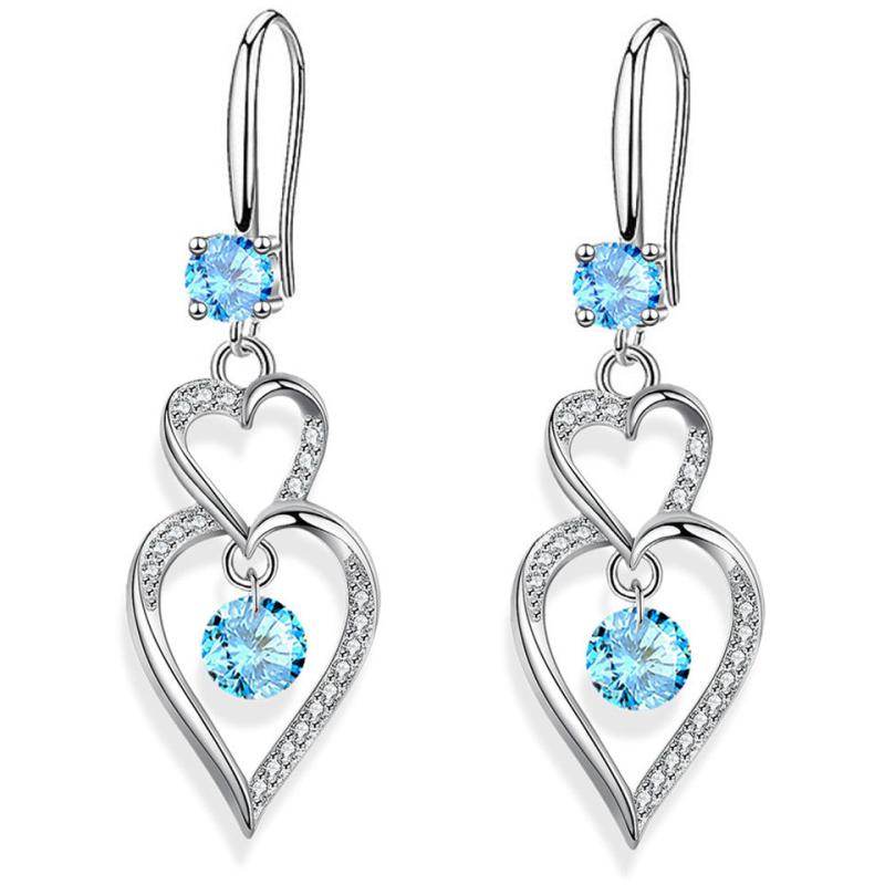 Double Love Droplet Zircon Earing For Women Jewelry