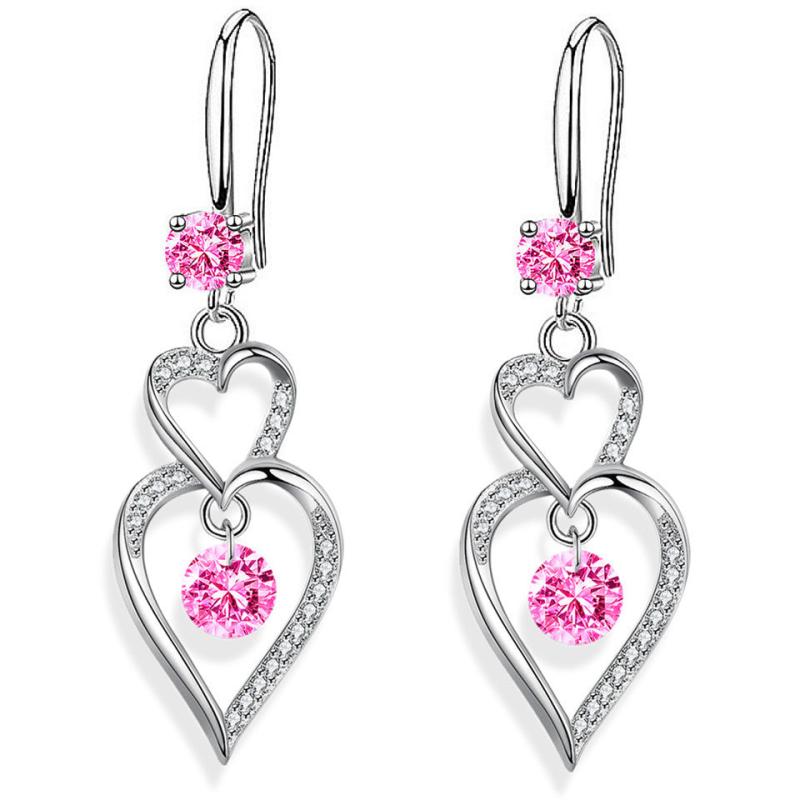 Double Love Droplet Zircon Earing For Women Jewelry